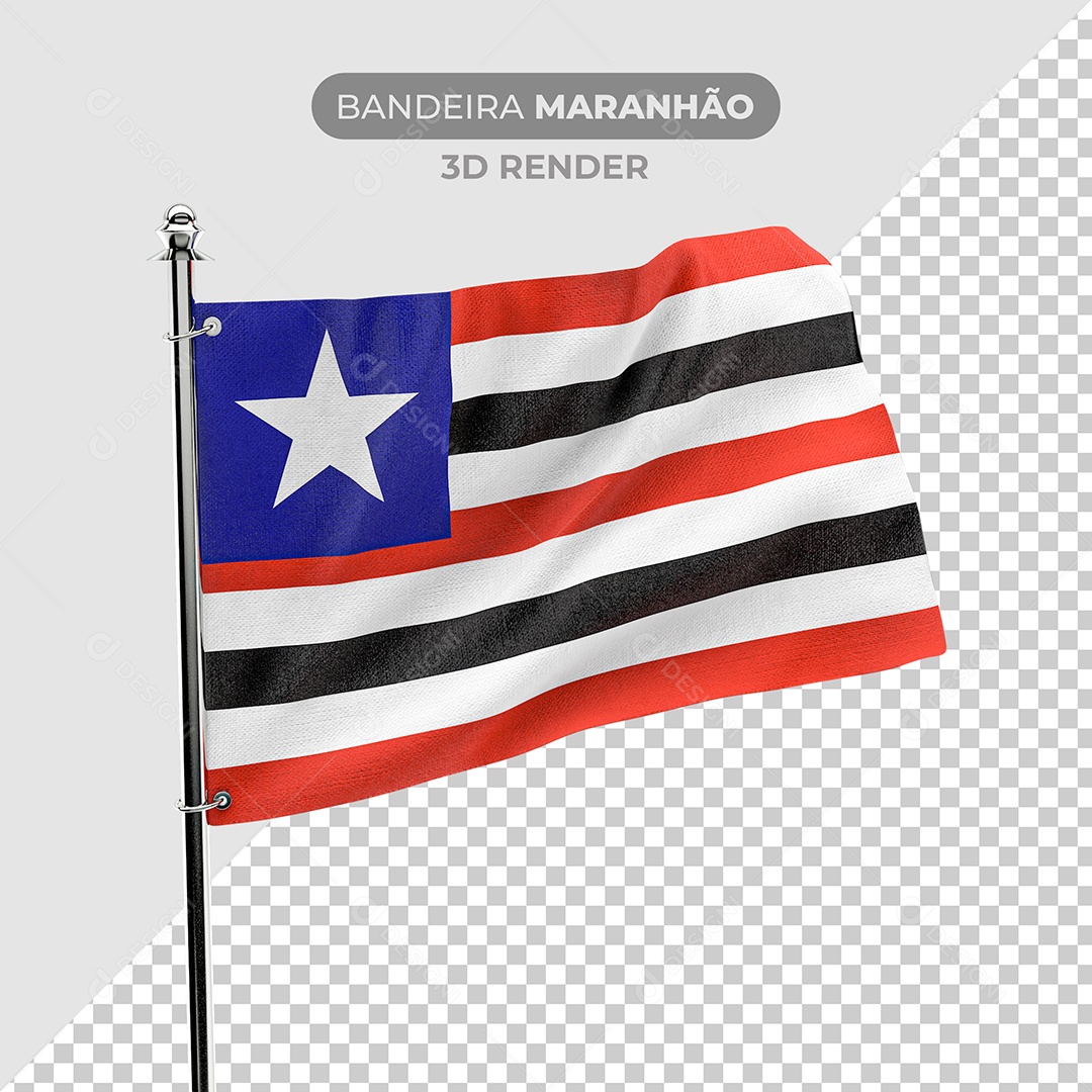 Elemento 3D Bandeira Maranhão Para Composição PSD