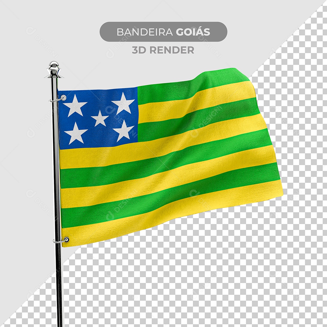 Elemento 3D Bandeira Goiás Para Composição PSD