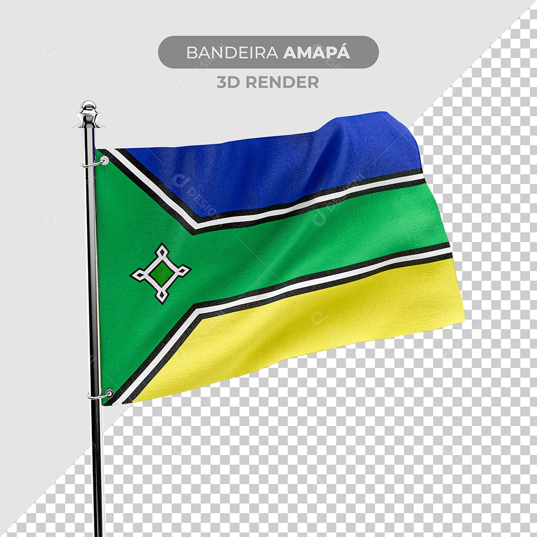 Elemento 3D Bandeira Amapá Para Composição PSD