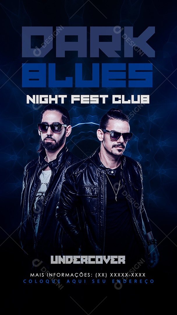 Flyer Story Dark Blue Festas Club Musicas Social Media PSD Editável