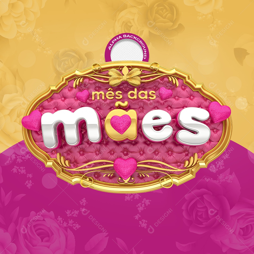 Selo 3D Mês Das Mães Para Composição PSD