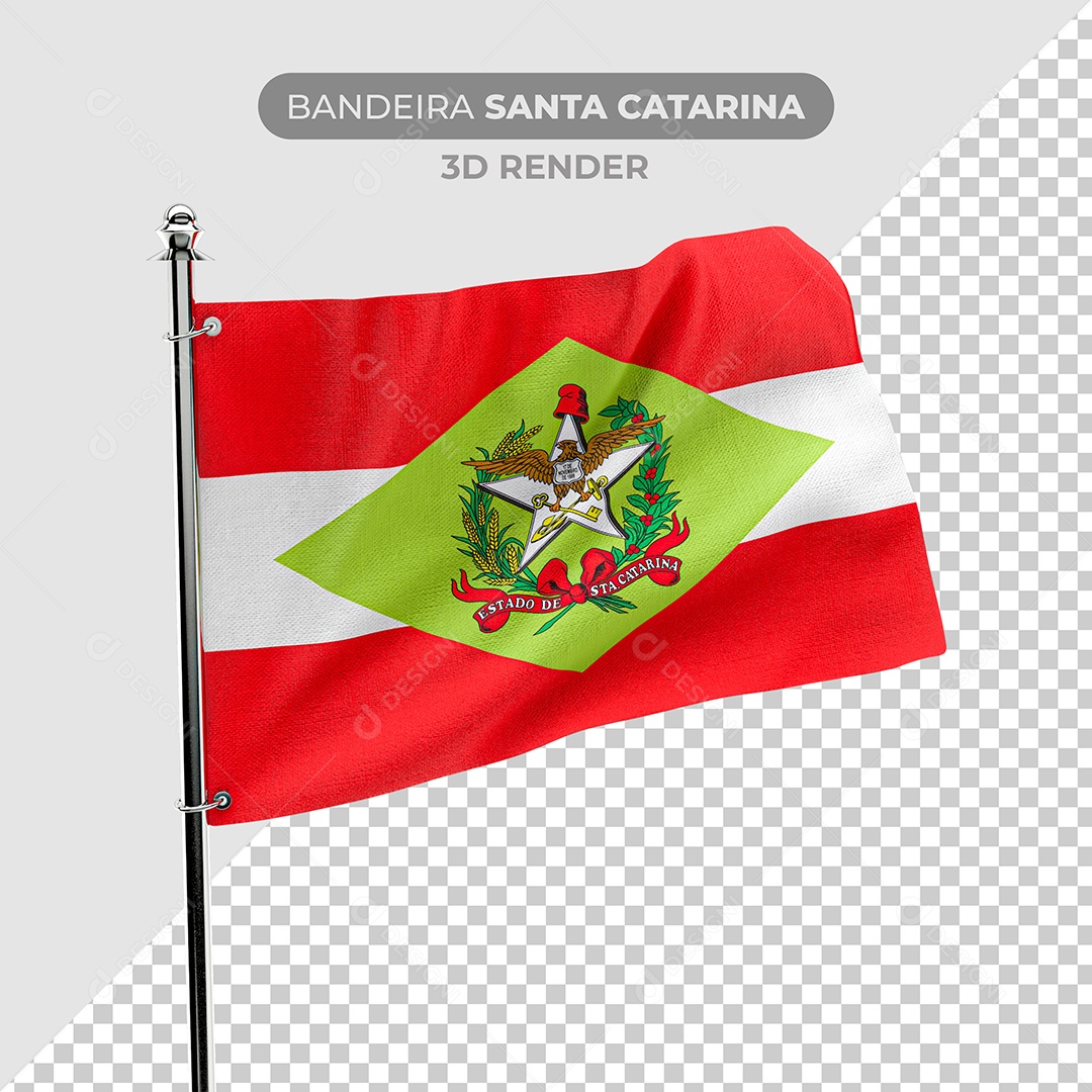 Elemento 3D Bandeira Santa Catarina Para Composição PSD