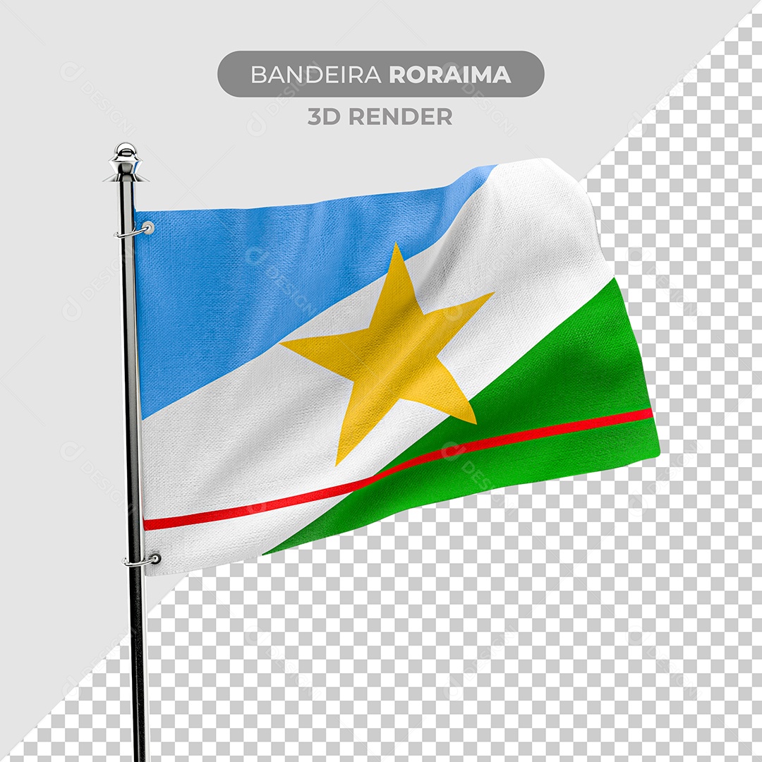 Elemento 3D Bandeira Roraima Para Composição PSD