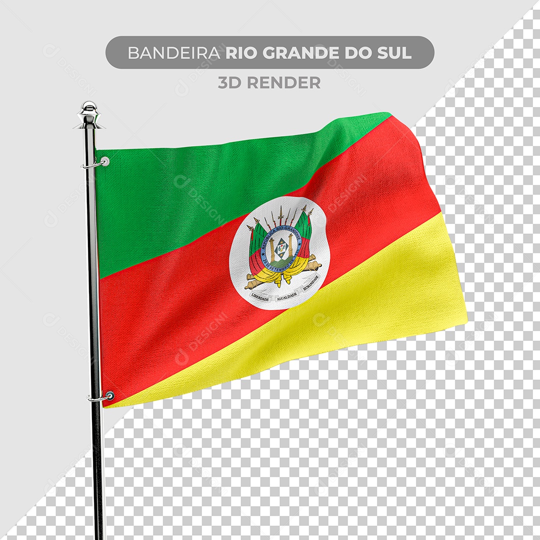 Elemento 3D Bandeira Do Rio Grande Sul Para Composição PSD