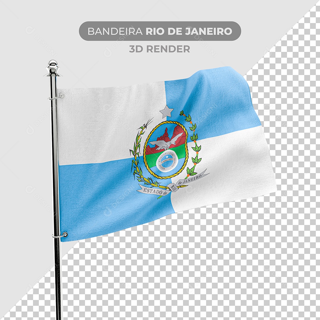 Elemento 3D Bandeira Do Rio De Janeiro Para Composição PSD