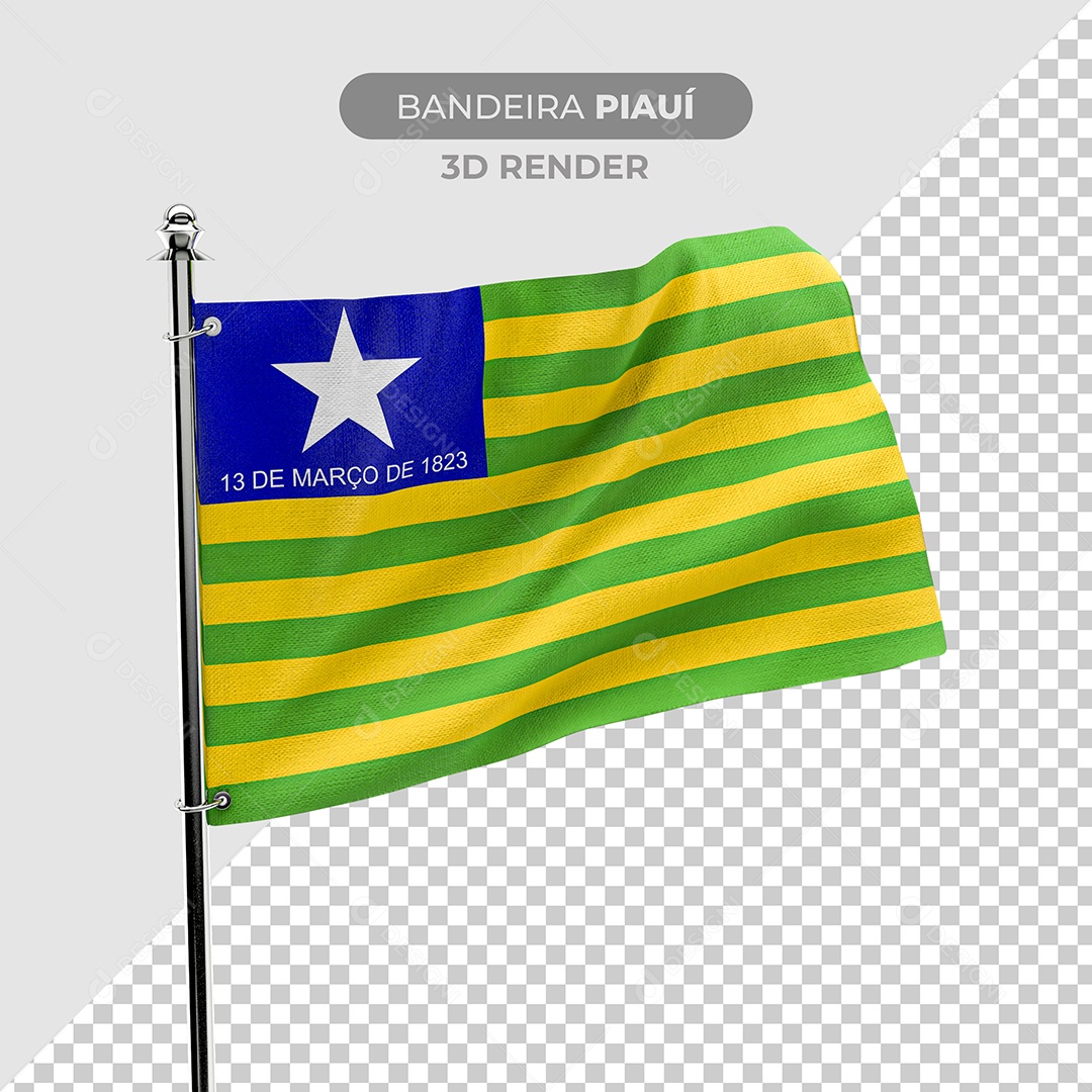 Elemento 3D Bandeira Do Piauí Para Composição PSD