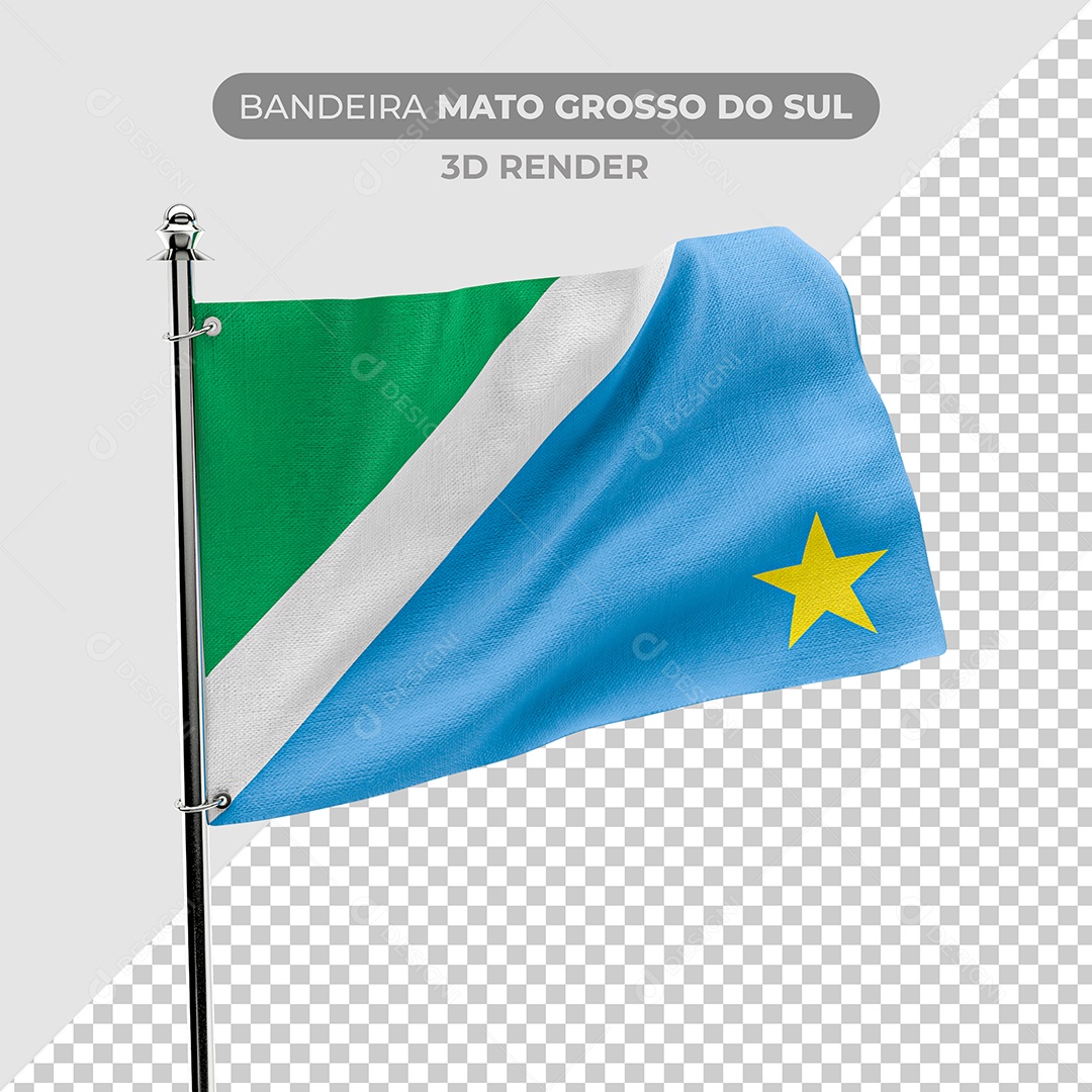 Elemento 3D Bandeira Mato Grosso Do Sul Para Composição PSD