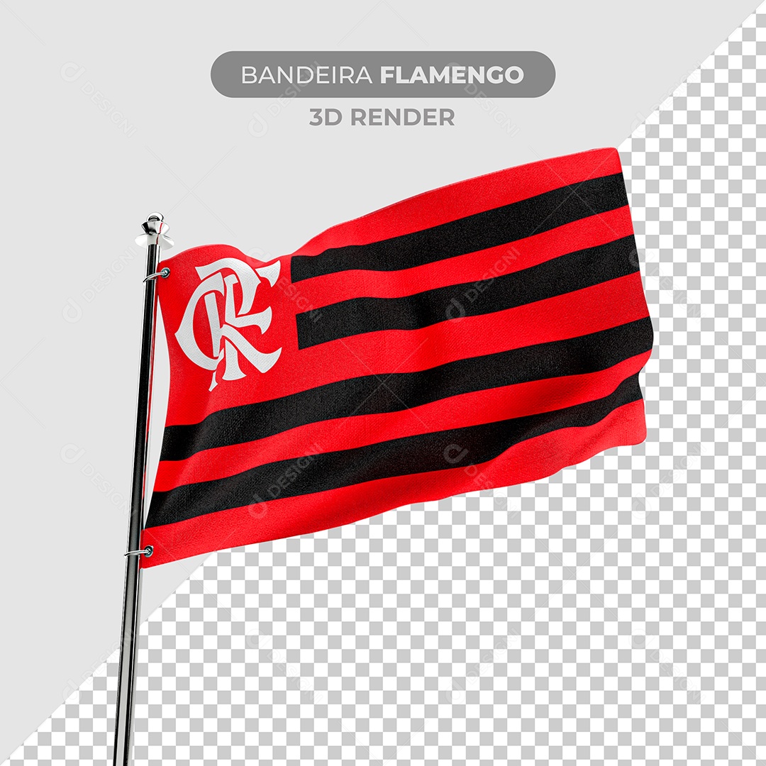 Elemento 3D Bandeira Flamengo Para Composição PSD