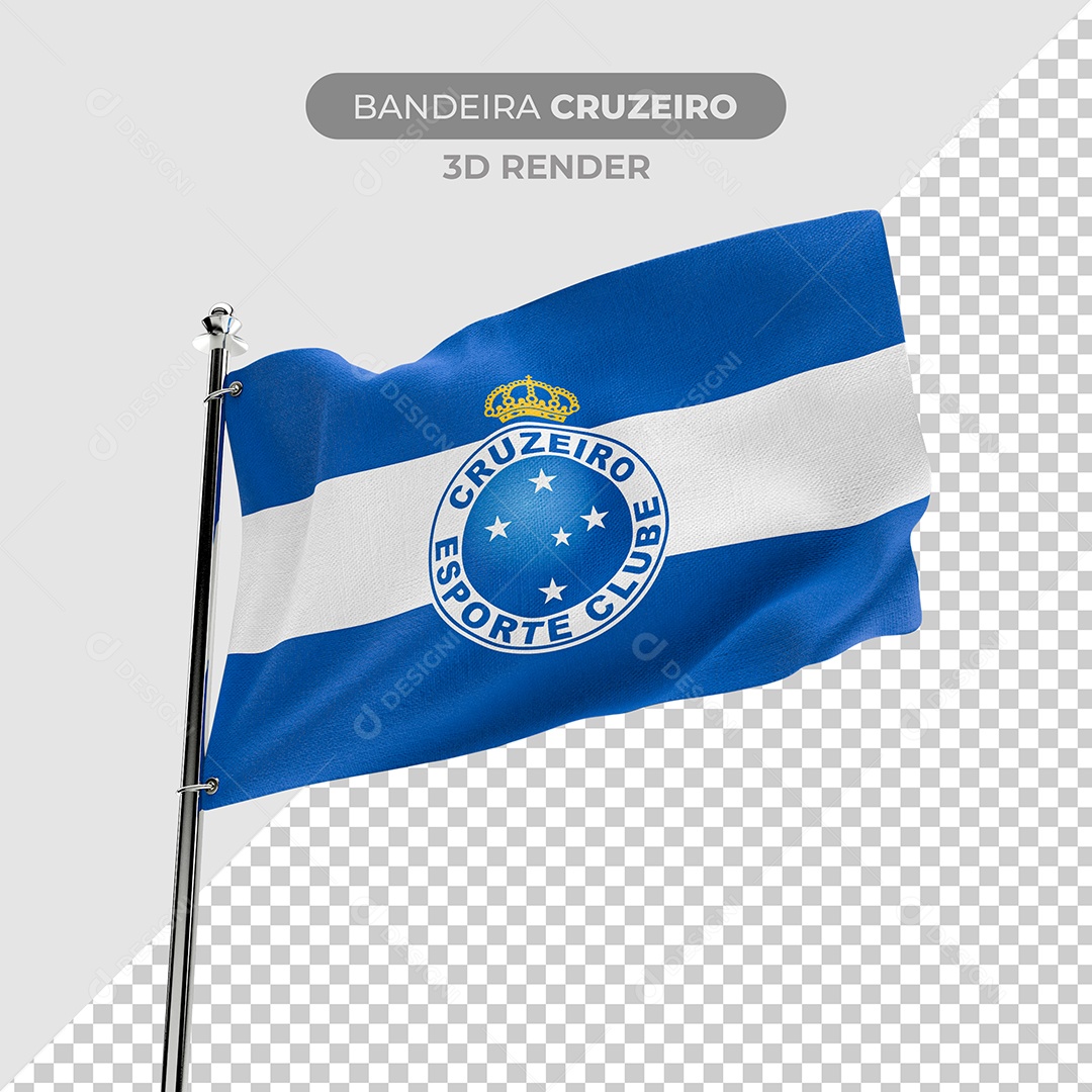 Elemento 3D Bandeira Cruzeiro Para Composição PSD