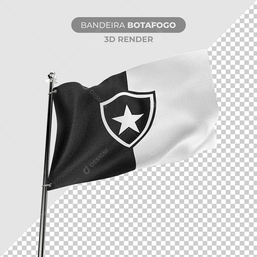 Elemento 3D Bandeira Botafogo Para Composição PSD