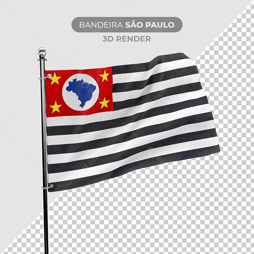 Elemento 3D Bandeira São Paulo Para Composição PSD