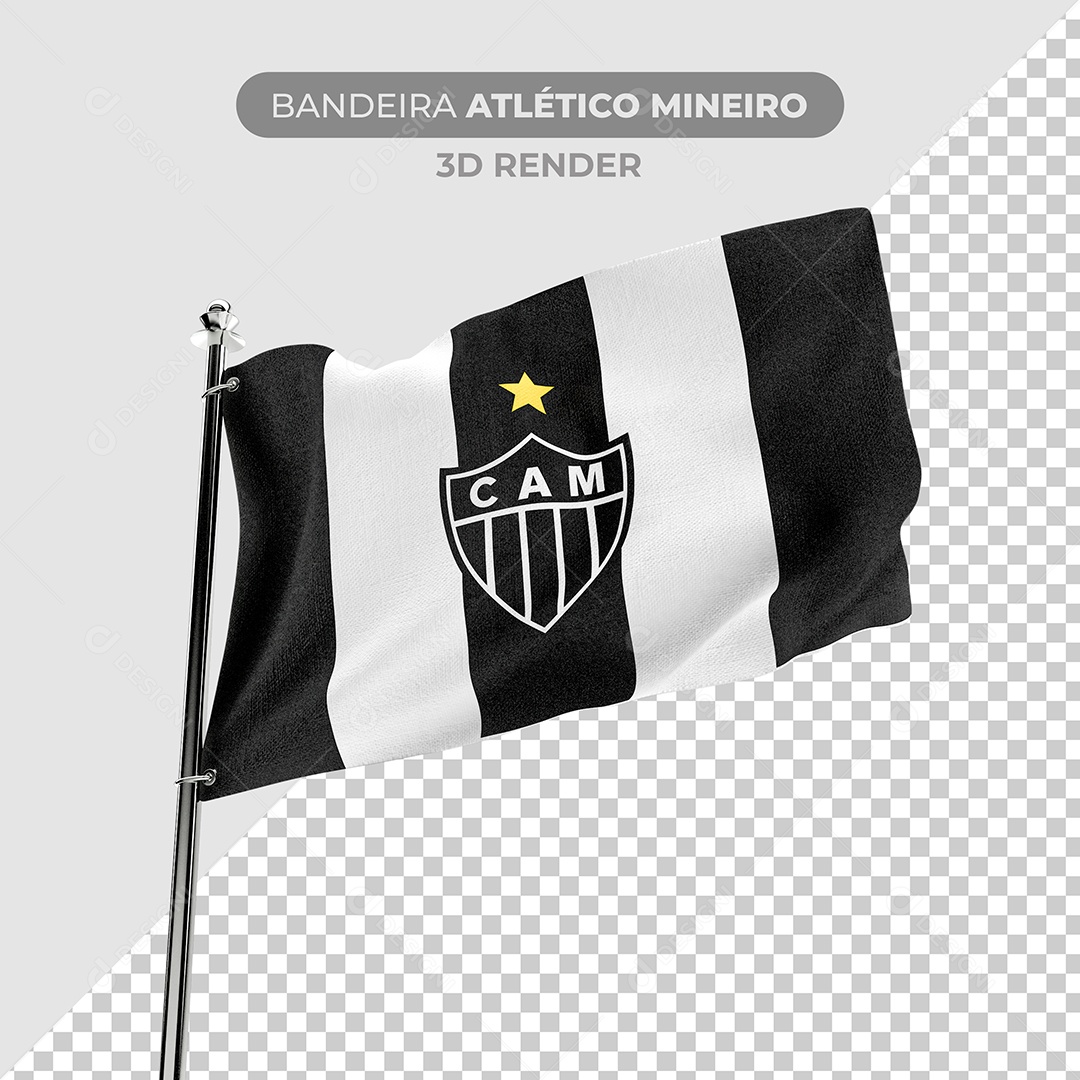 Elemento 3D Bandeira Atlético Mineiro Para Composição PSD