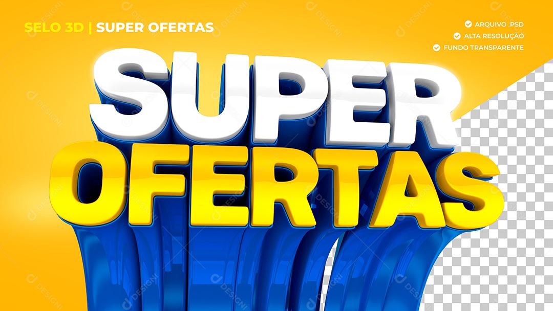 Selo 3D Super Ofertas Para Composição PSD