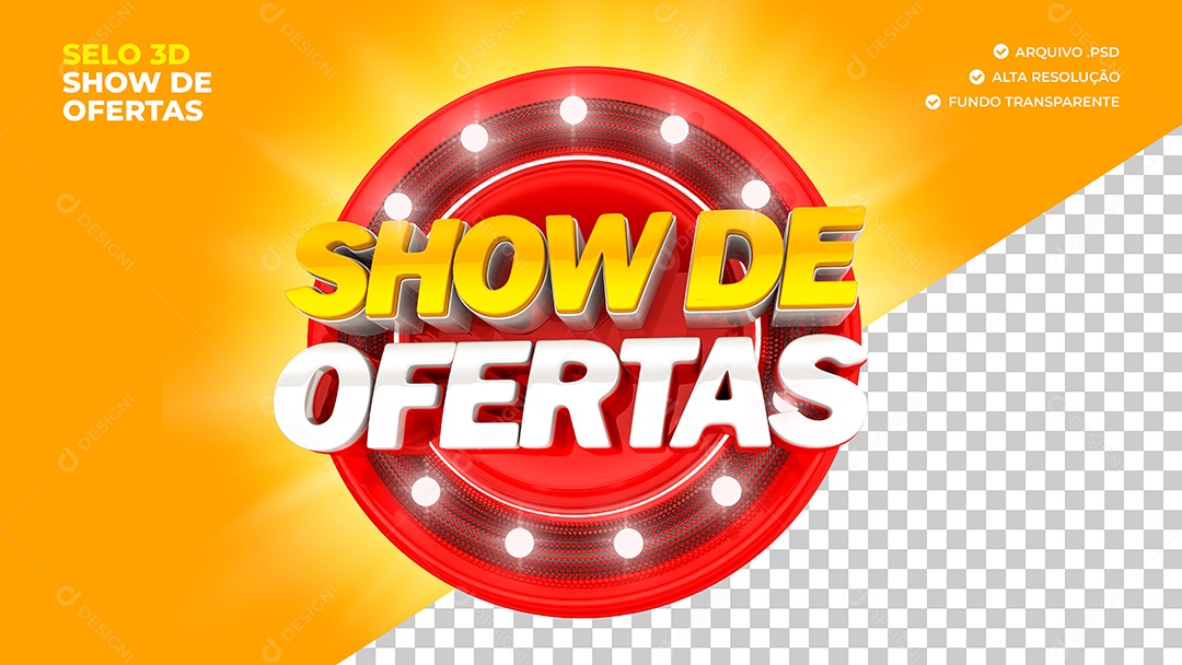Selo 3D Show De Ofertas Para Composição PSD