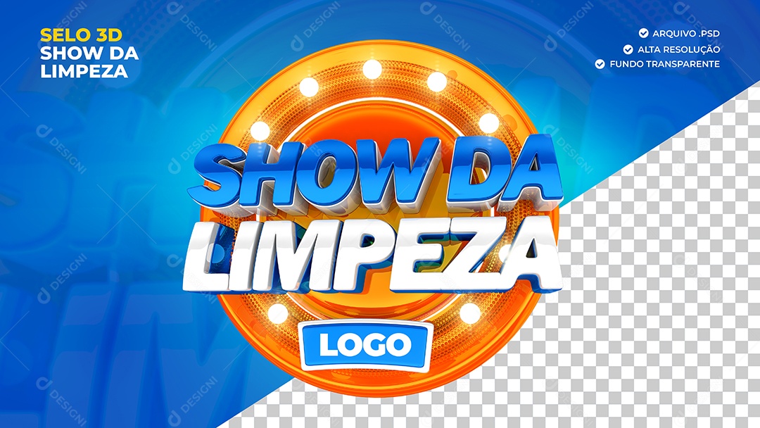 Selo 3D Show Da Limpeza Para Composição PSD