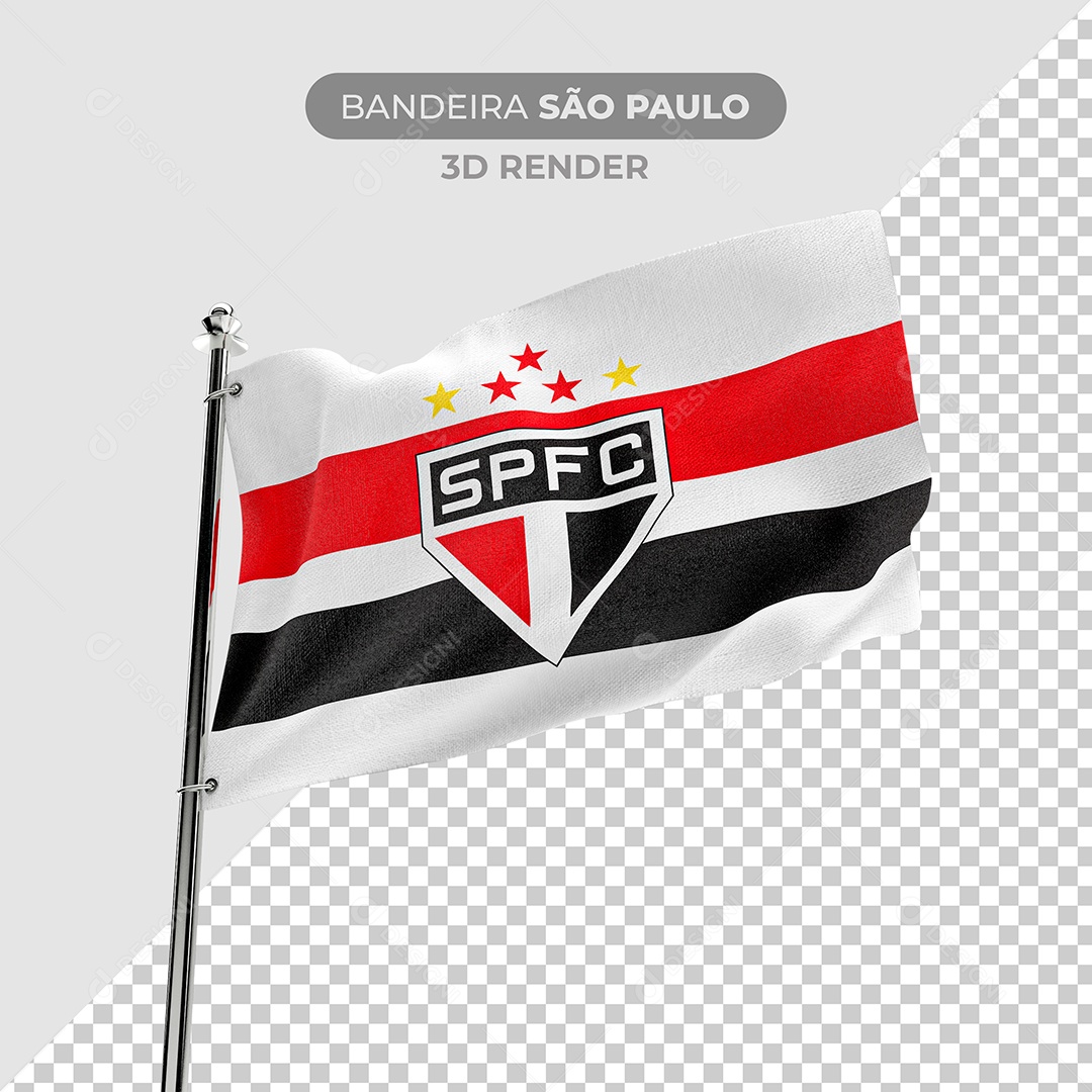 Elemento 3D Bandeira São Paulo Para Composição PSD