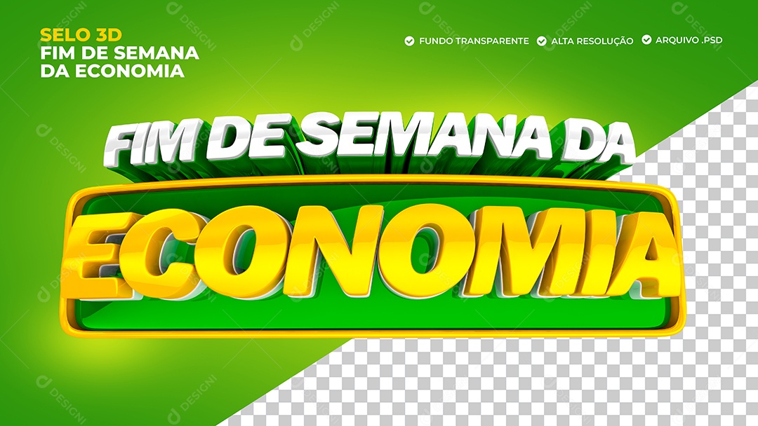 Selo 3D Fim De Semana Da Economia Para Composição PSD