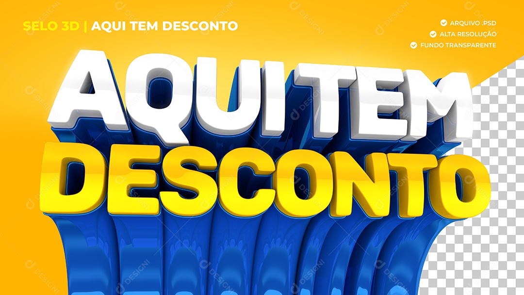 Selo 3D Aqui Tem Desconto Para Composição PSD