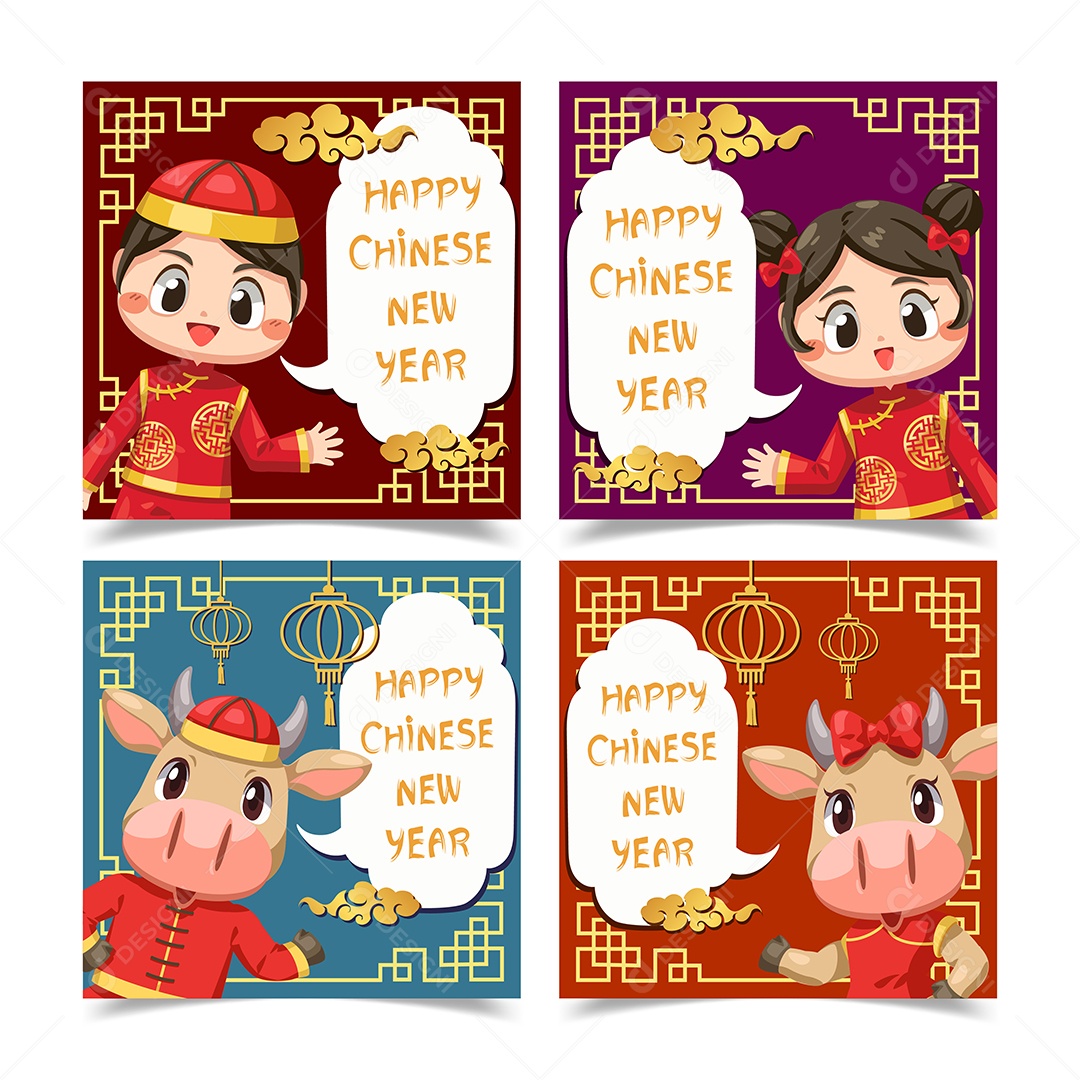 Desenho De Ano Novo Chinês De 2021 Ilustração Vetorial EPS