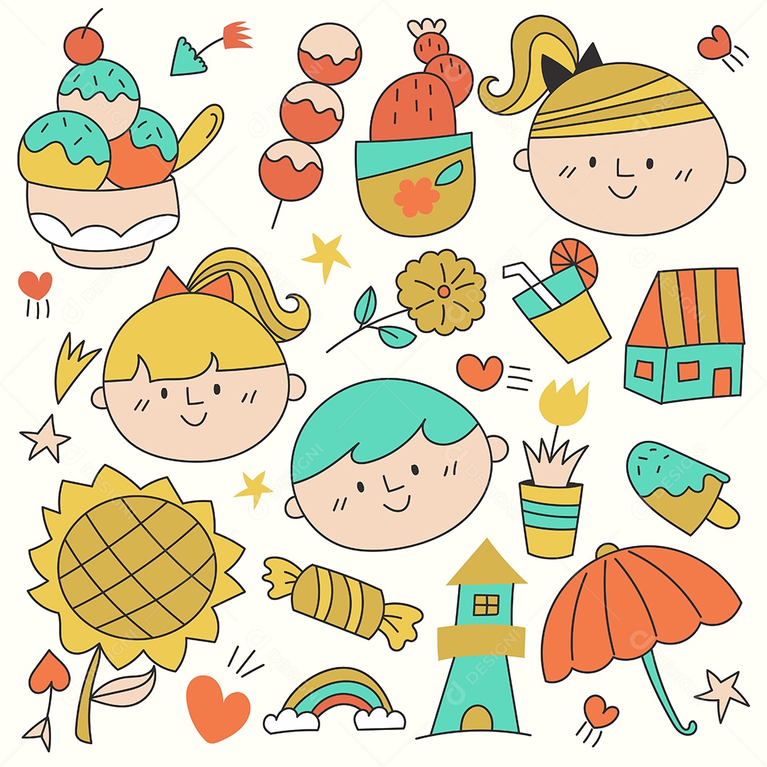 Desenho Infantis Ilustração Vetorial EPS