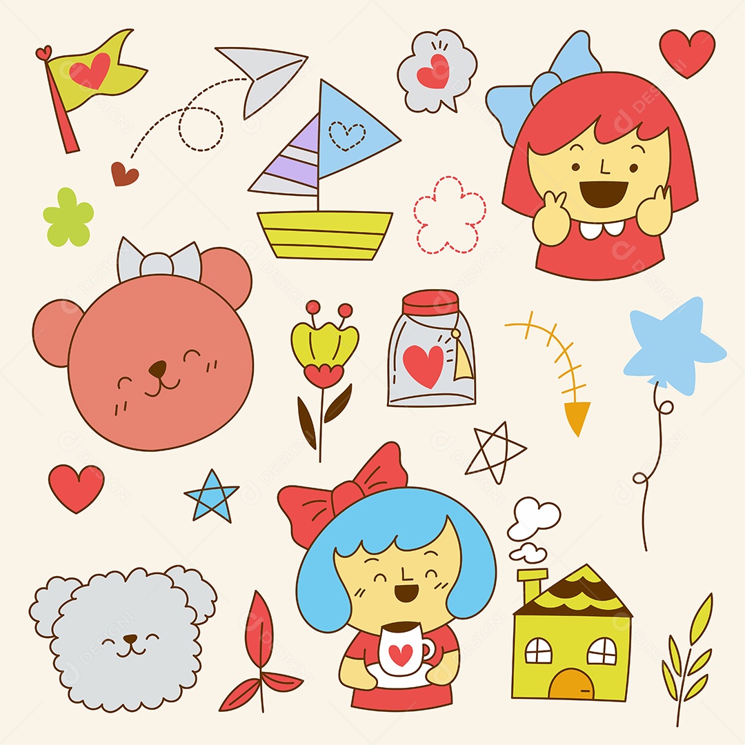 Desenhos Infantis Ilustração Vetorial EPS