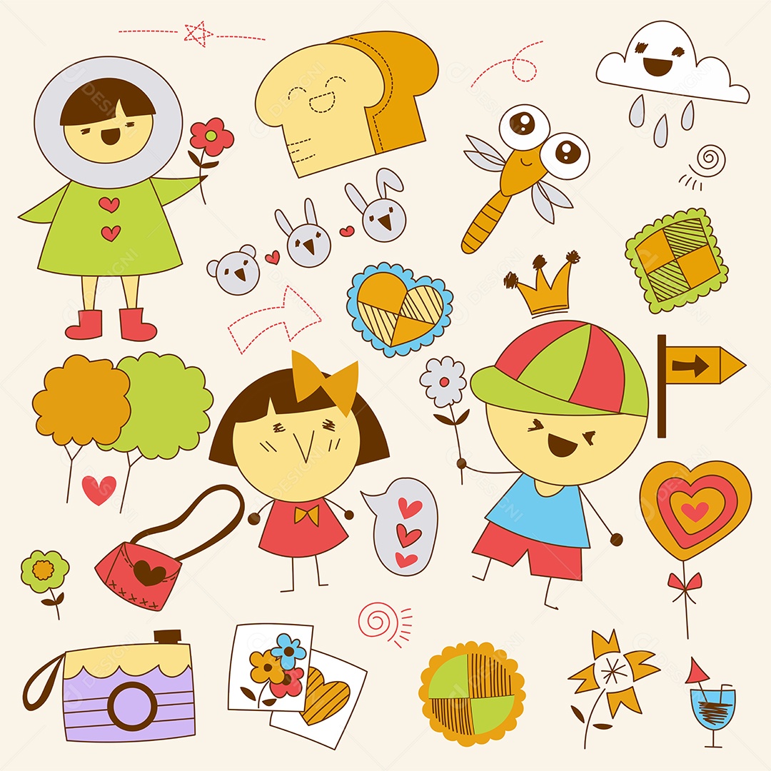 Desenhos Infantis Ilustração Vetorial EPS