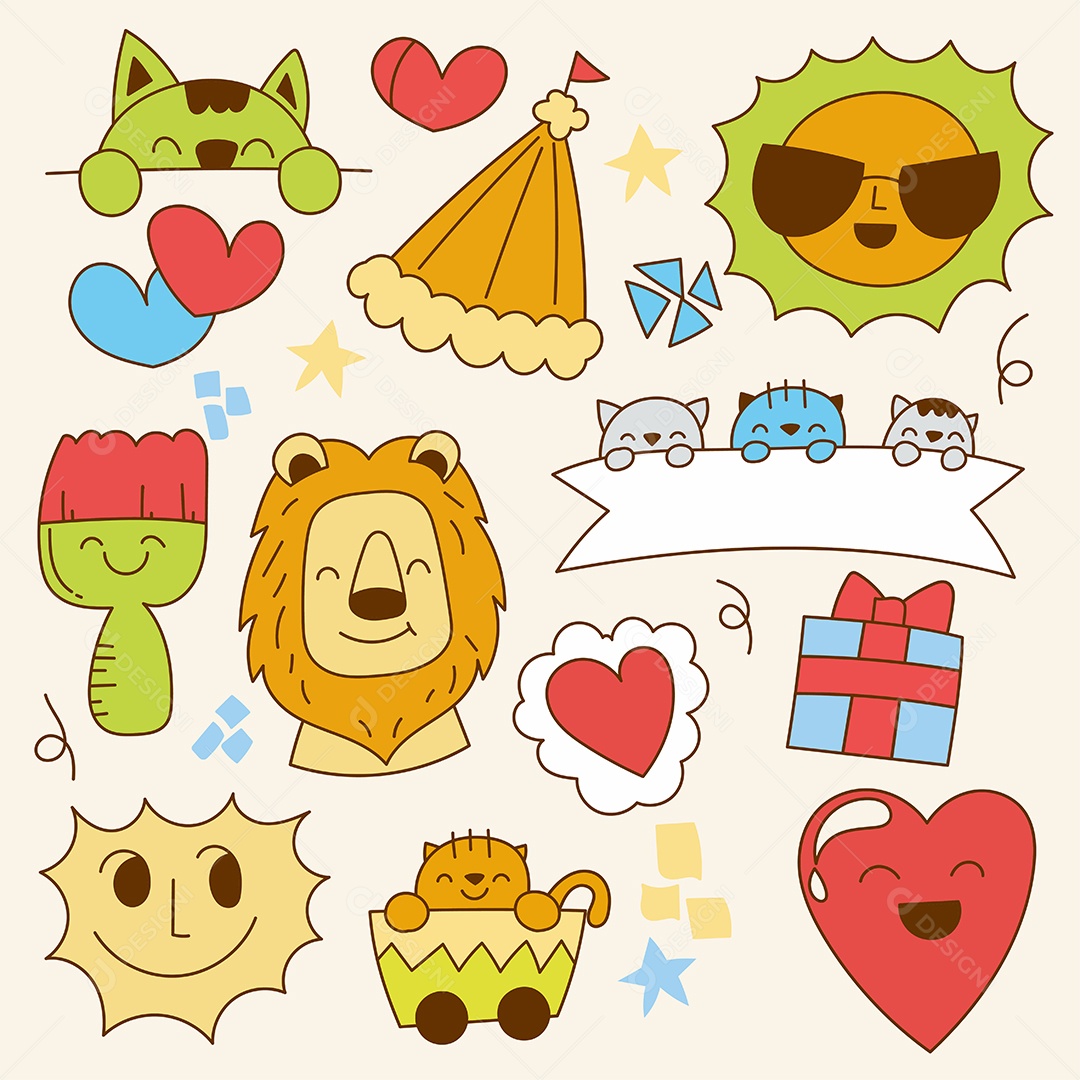 Desenhos Infantis Ilustração Vetorial EPS