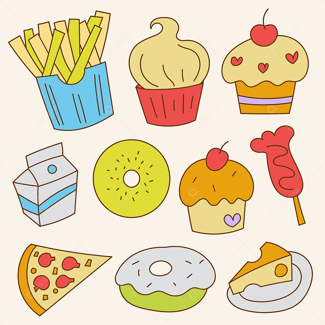 Desenho De Comida Ilustração Vetorial EPS