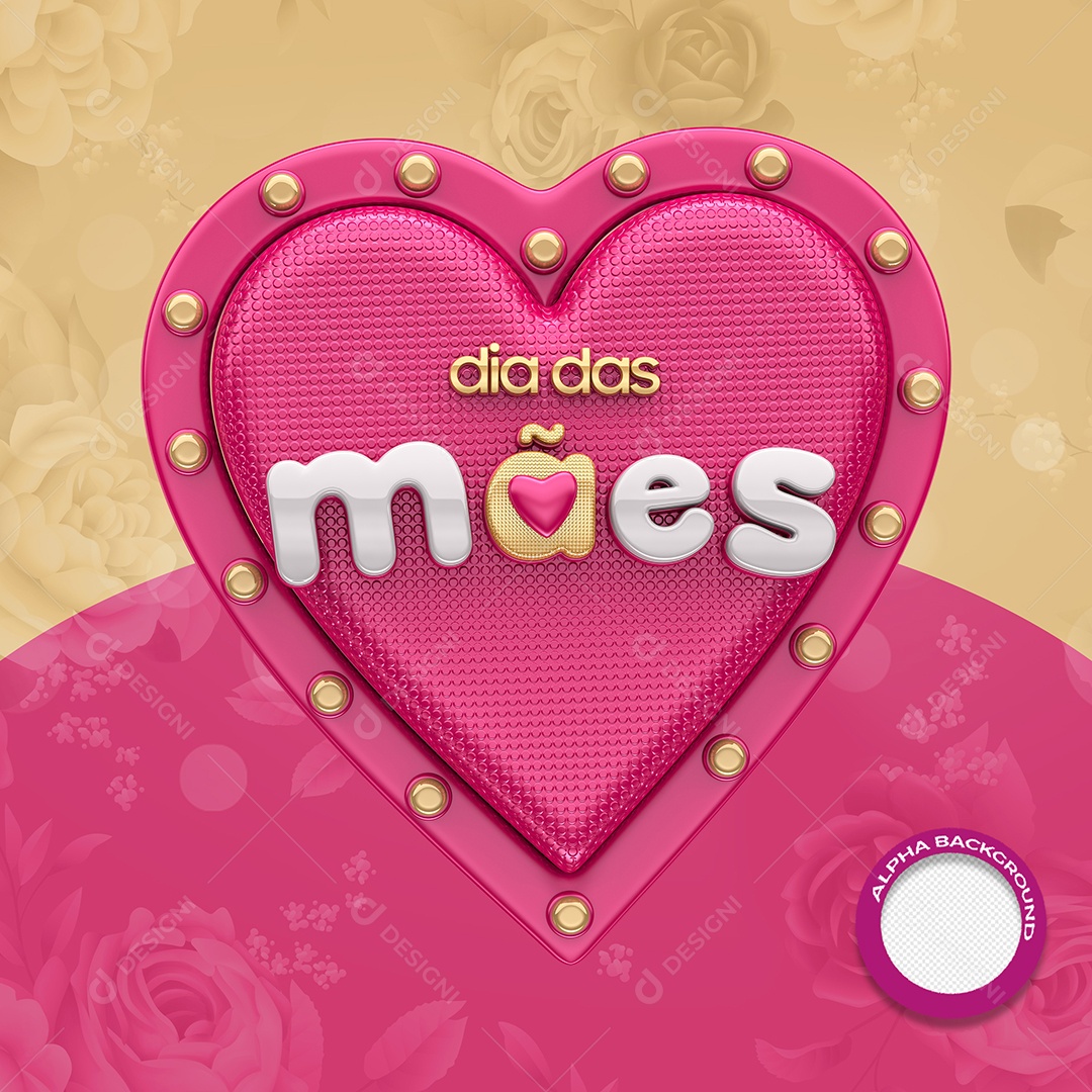 Selo 3D Mês Das Mães Para Composição PSD