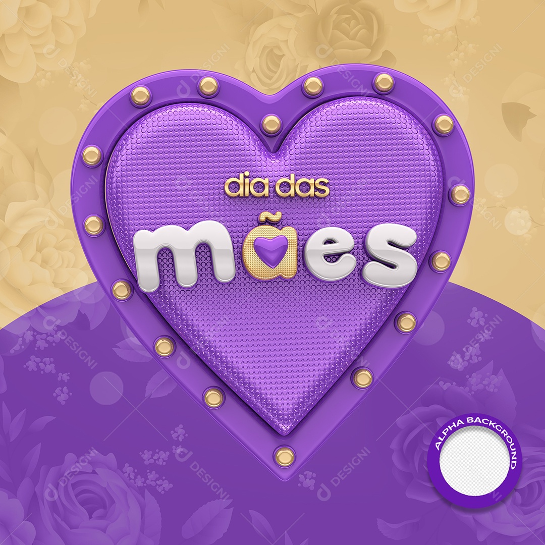 Selo 3D Mês das Mães Para Composição PSD