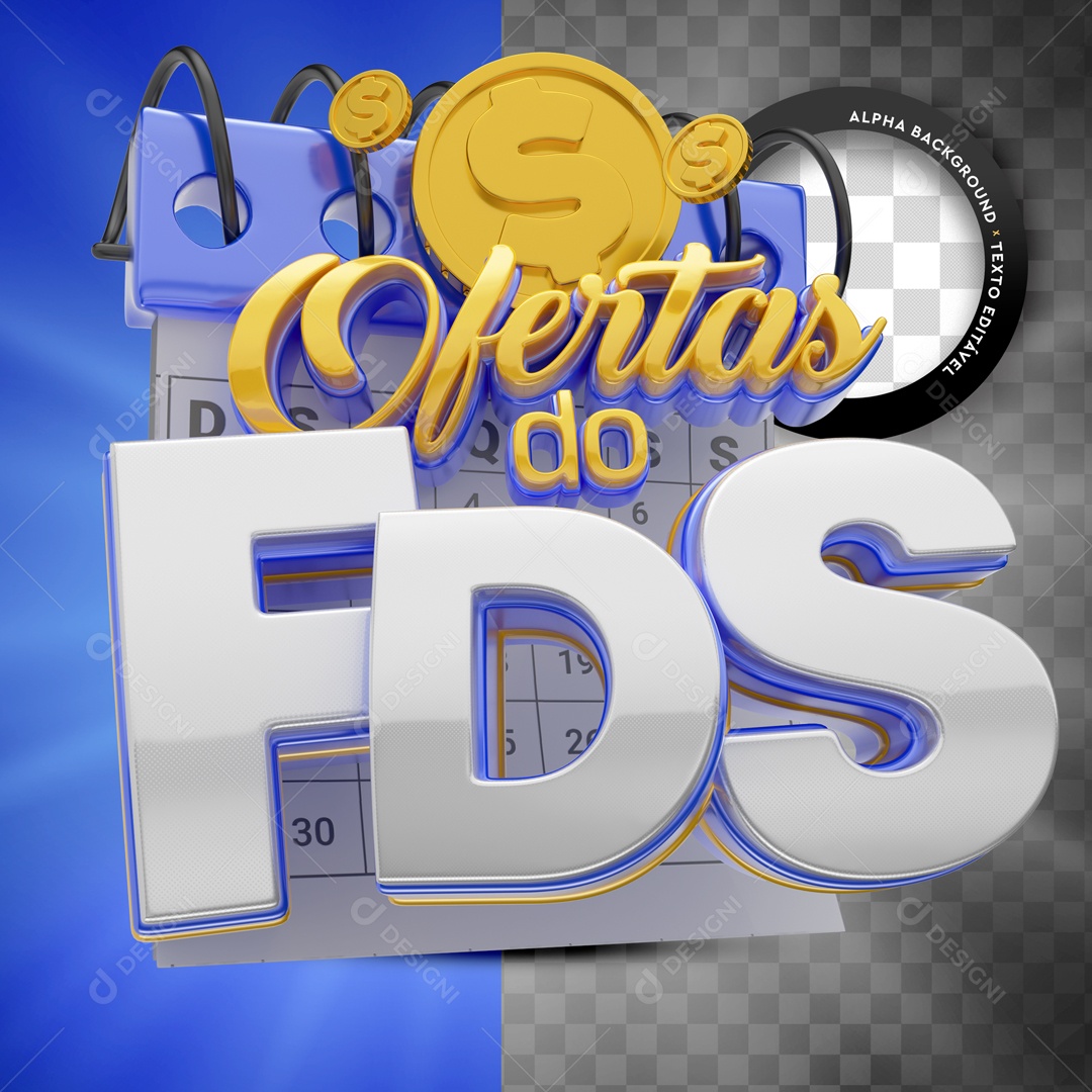 Selo 3D Ofertas Do Fds Azul PSD Editavel