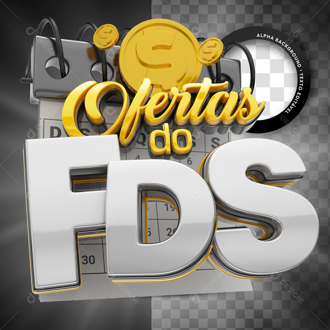 Selo 3D Ofertas Do Fds Preto PSD Editavel