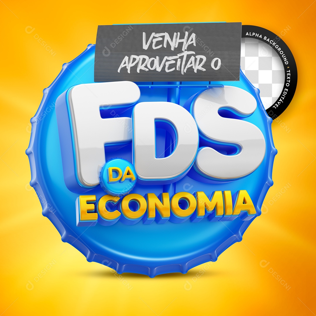 Selo 3D Fds Da Economia Azul PSD Editável