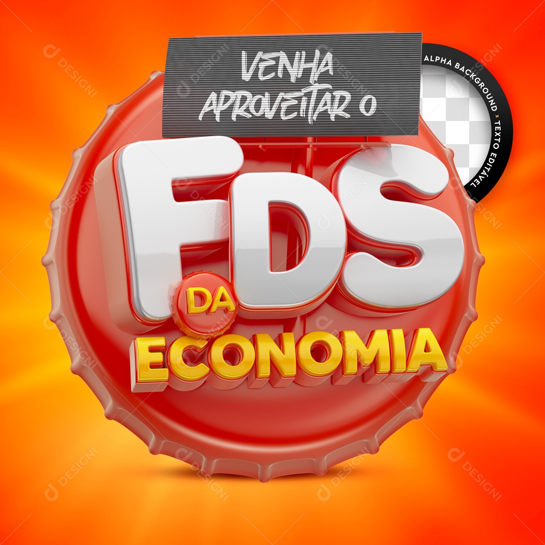Selo 3D Fds Da Economia Vermelho PSD Editável