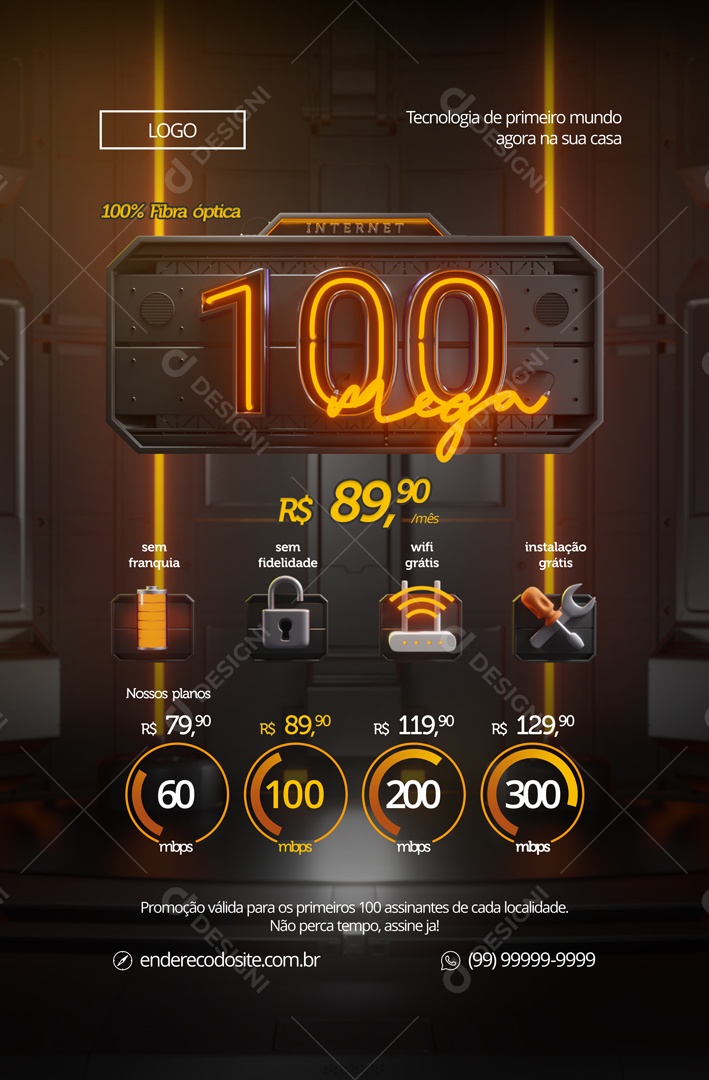 Social Media 100 Mega Fibra Óptica PSD Editavel