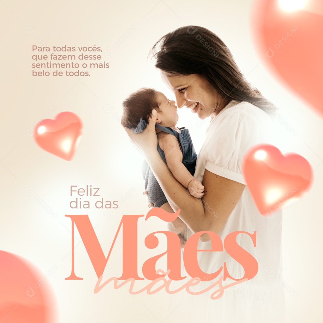 Para Todos Vocês 14 De Maio Feliz Dia Das Mães Social Media PSD Editável