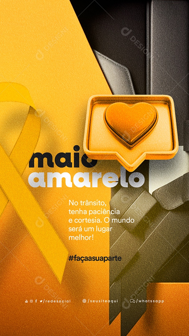 Story No Trânsito Tenha Paciência E Cortesia Maio Amarelo Social Media PSD Editável