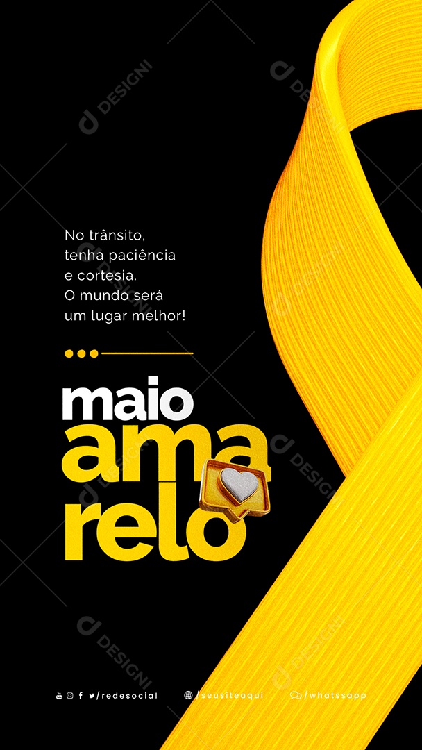 Story No Trânsito Tenha Paciência Maio Amarelo Social Media PSD Editável