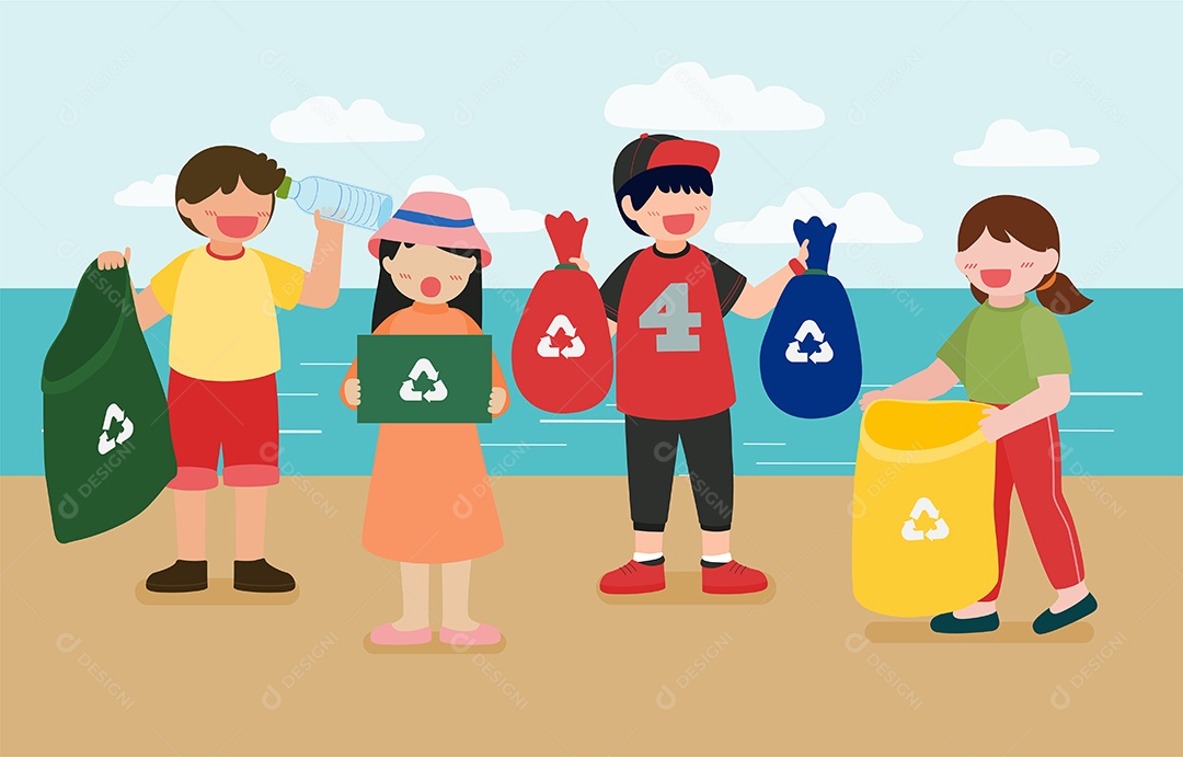 Desenho Vetorial De Animais Campanha De Reciclagem De Embalagens Plásticas Vetor EPS