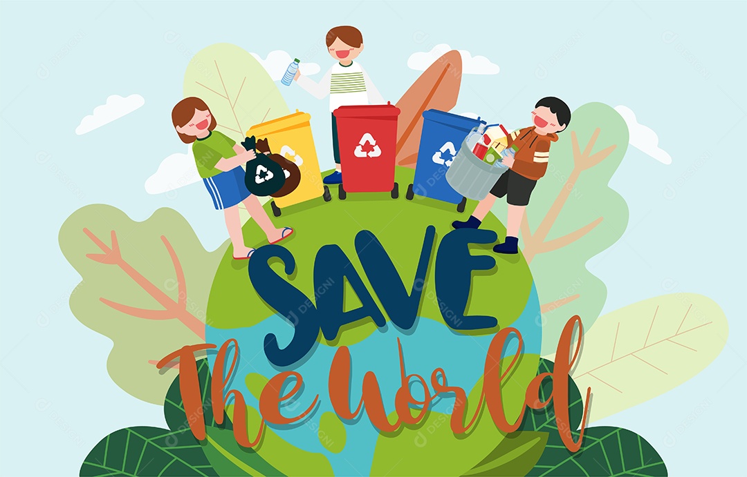 Desenho Vetorial Campanha De Reciclagem De Embalagens Plásticas Vetor EPS