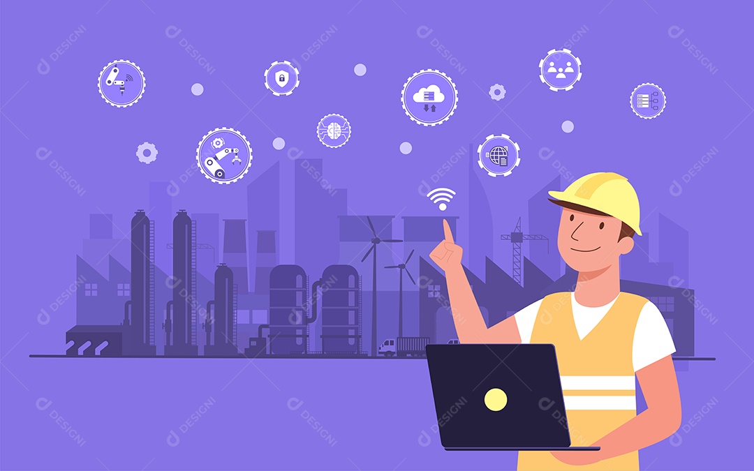 Desenho Vetorial De Tecnologia Robótica Vetor EPS