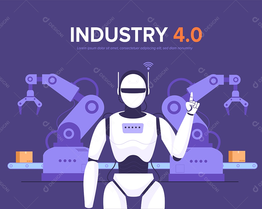 Desenho Vetorial De Tecnologia Robótica Vetor EPS