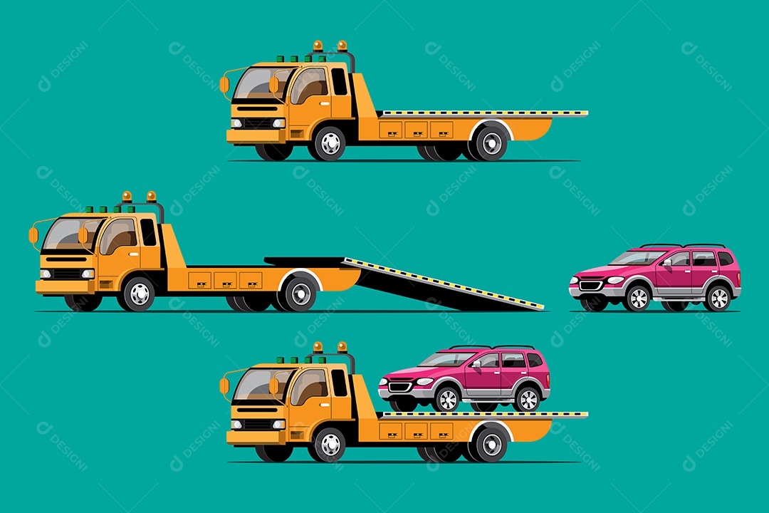 Desenho De Transporte De Caminhão De Reboque De Carro Vetor EPS