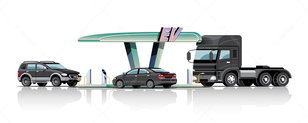 Desenho De Automóvel Elétrico Vetor EPS