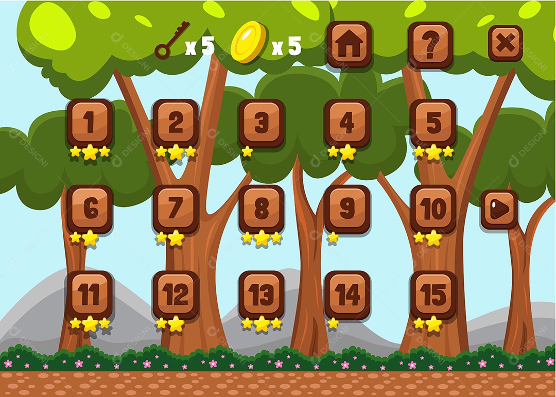 Desenho De Botões De Níveis De Jogo Vetor EPS