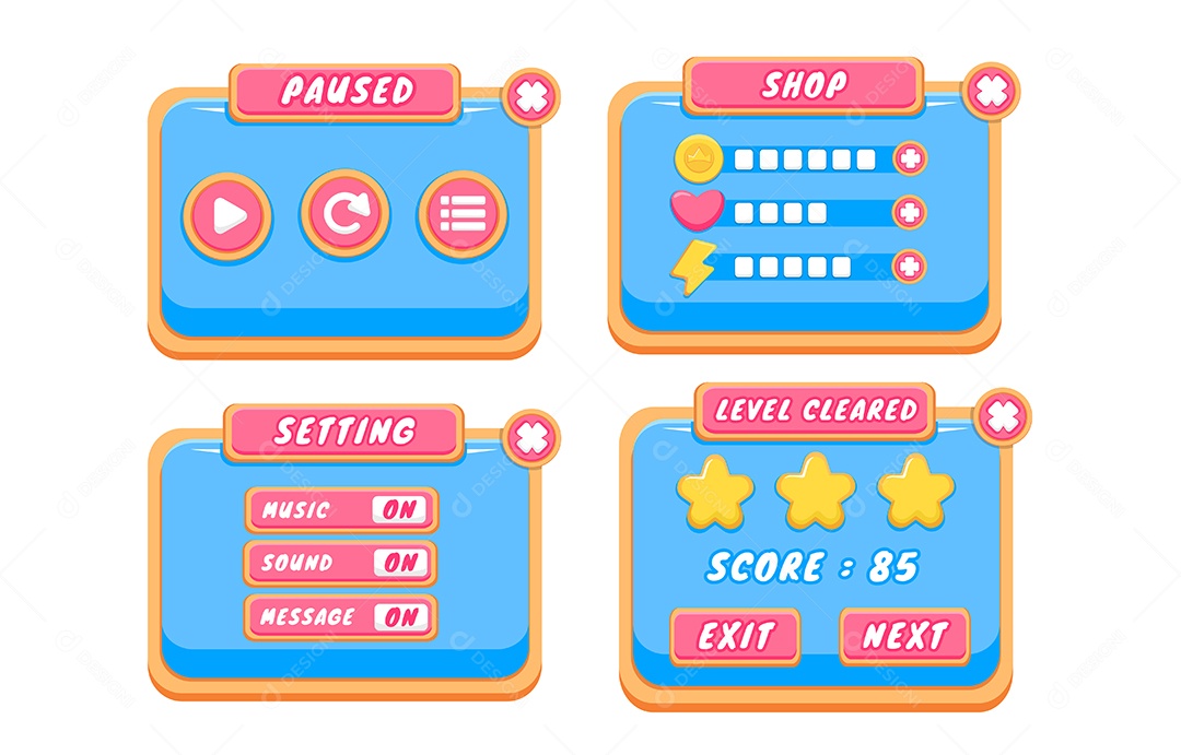 Desenho De Botão De Nível De Jogo Vetor EPS