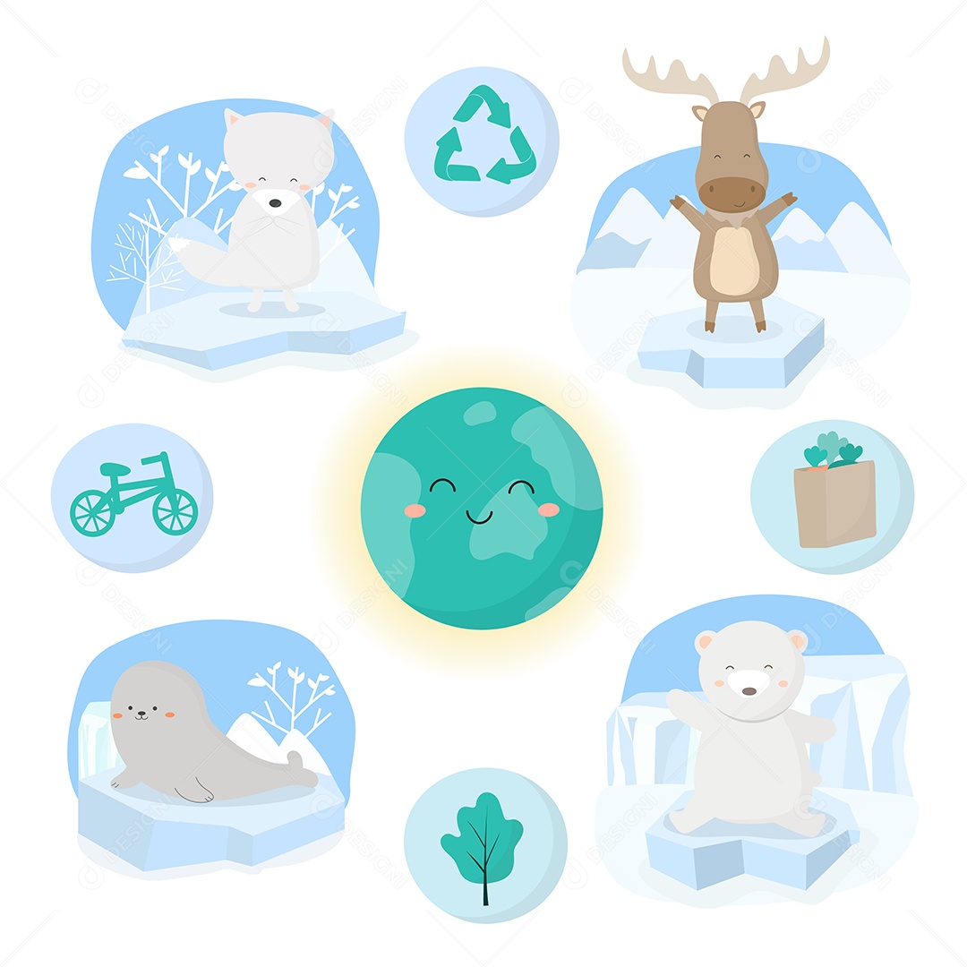 Desenho Vetorial De Campanha De Meio Ambiente Vetor EPS