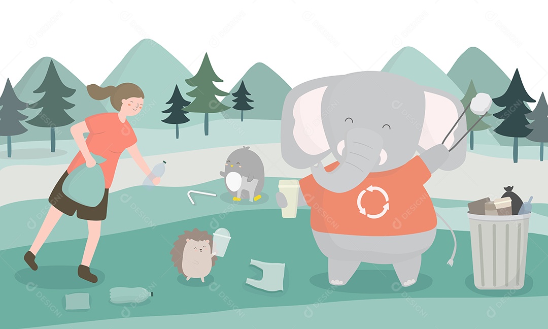 Desenho Vetorial De Campanha De Meio Ambiente Vetor EPS