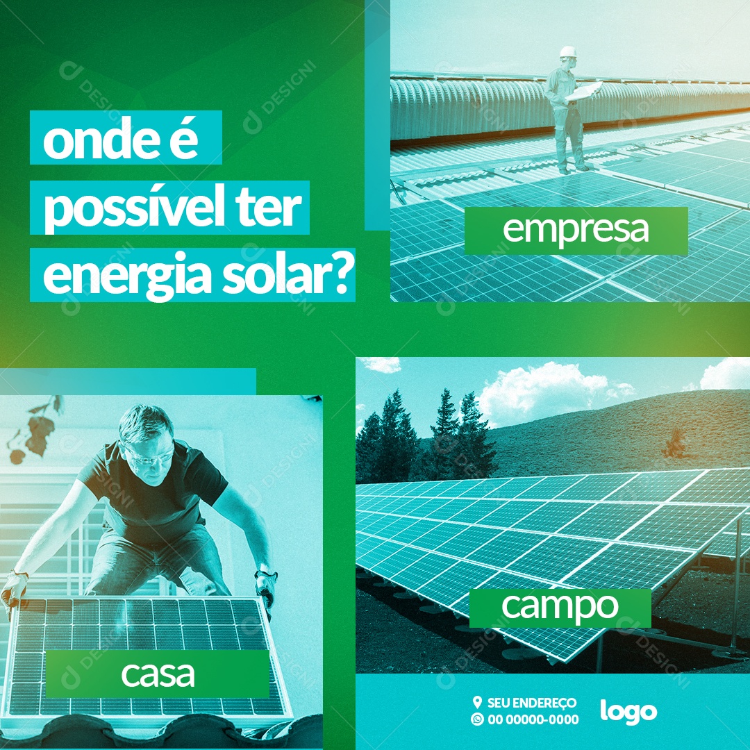 Energia Solar na Sua Empresa Casa Social Media PSD Editável