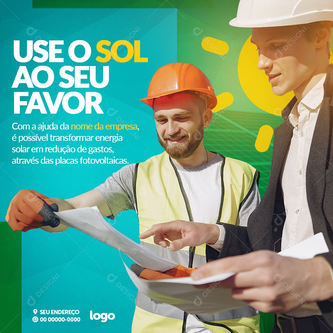 Use o Sol a Seu Favor Energia Solar Social Media PSD Editável